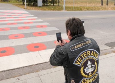 chestermere-poppy-crosswalk Canadian veteran